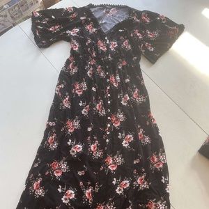 black, red and white maxi dress